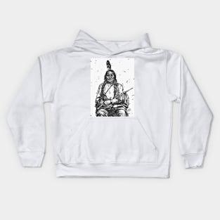 SITTING BULL ink portrait.1 Kids Hoodie